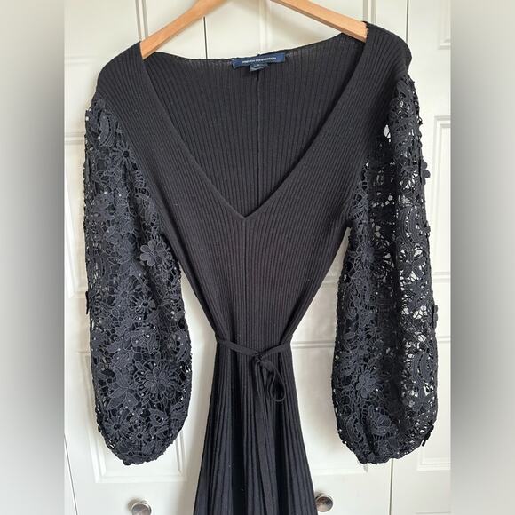 French Connection Loa Joss Sequined Lace Sleeve Knit Dress Size S - Picture 8 of 11